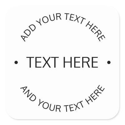 Simple Modern Editable Text | White & Black Square Sticker