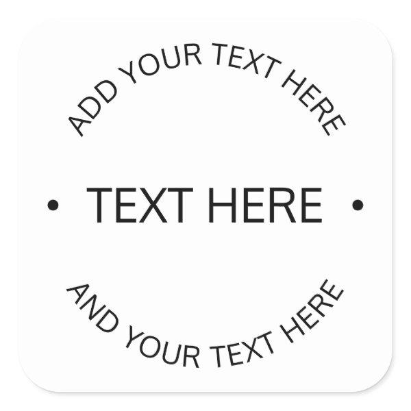 Simple Modern Editable Text | White & Black Square Sticker