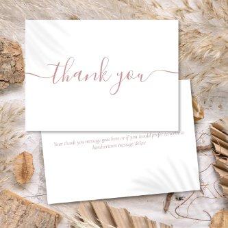 Simple Modern Elegant Dusty Rose Script Thank You Card