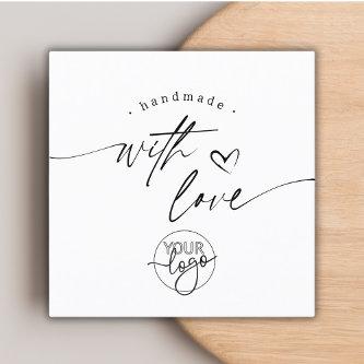 Simple Modern Handmade with Love Script Logo  Square