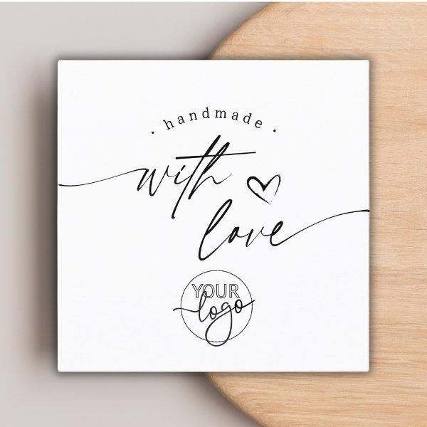 Simple Modern Handmade with Love Script Logo  Square