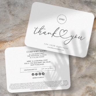 Simple Modern Heart Business Logo Coupon Promo Calling Card