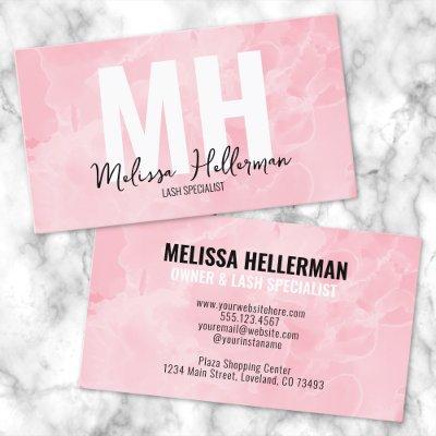 Simple Modern Marble Blush Pink Monogram