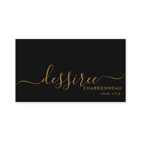 Simple Modern Minimalist Gold Script Black