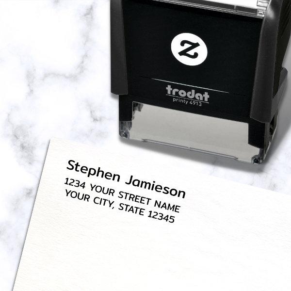 Simple Modern Minimalist Return Address  Self-inking Stamp