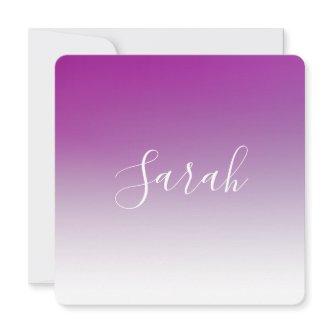 Simple Modern Minimalistic Purple Ombre Gradient Note Card