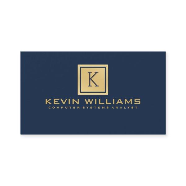 Simple Modern Navy Blue & Gold Geometric Accent