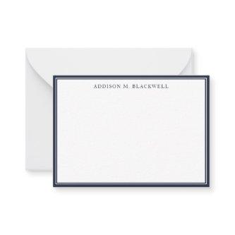 Simple Modern Navy Blue White Professional Note Card