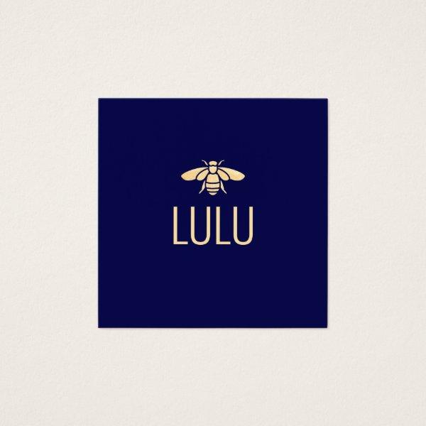 Simple Modern Navy Minimalist Gold Bee Logo
