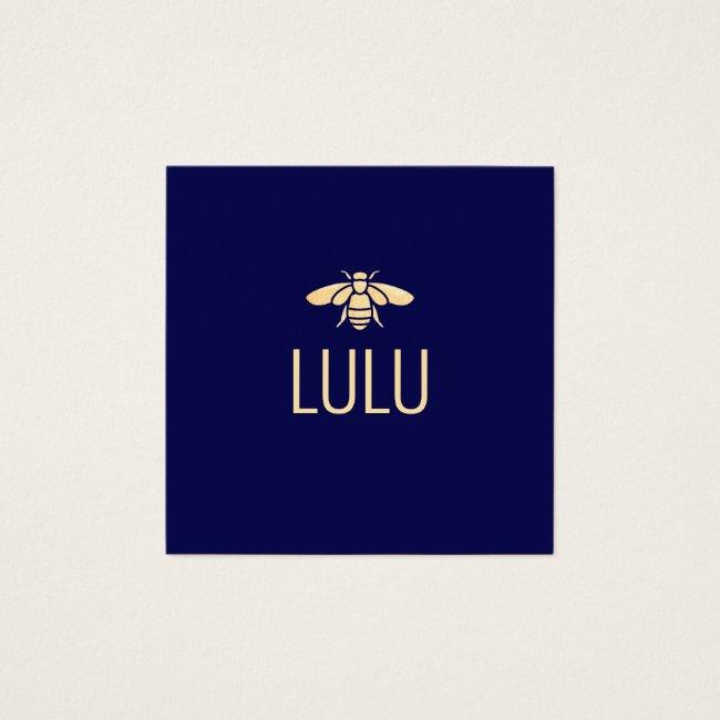 Simple Modern Navy Minimalist Gold Bee Logo