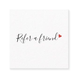 Simple Modern Script Red Love Heart Referral Card