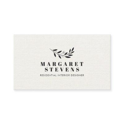 Simple modern soft beige linen elegant branch logo