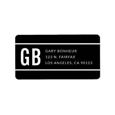 Simple Modern Striped Black & White Return Address Label