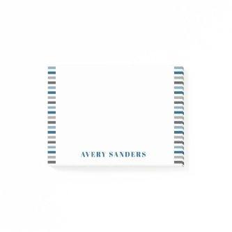 Simple Modern Stripes Blue and Grey Post-it Notes