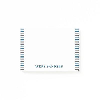 Simple Modern Stripes Blue and Grey Post-it Notes