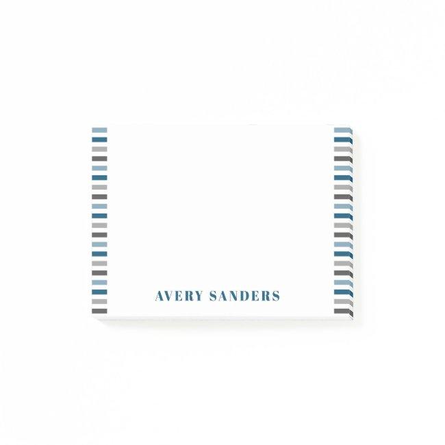 Simple Modern Stripes Blue and Grey Post-it Notes