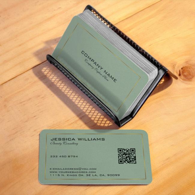 Simple Modern Tin Gold Border On Sage Green