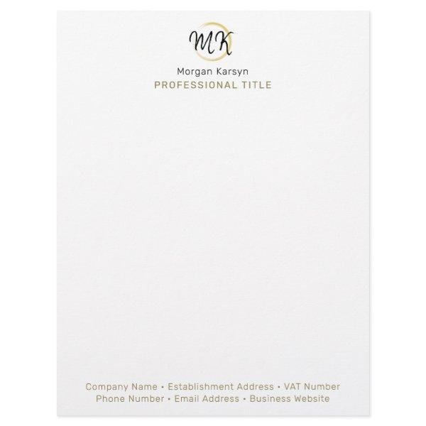 Simple Modern White Gold Elegant Template Monogram Letterhead