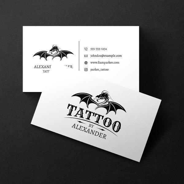 Simple & Modern White Tattoo Artist Shop Dragon