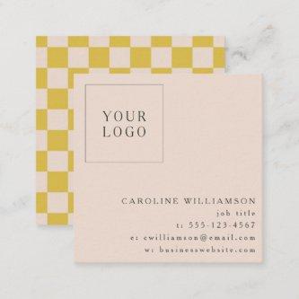 Simple Modern Yellow Checkerboard Your Logo Custom Square