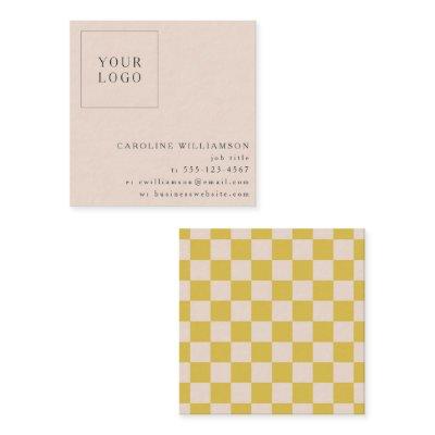 Simple Modern Yellow Checkerboard Your Logo Custom Square