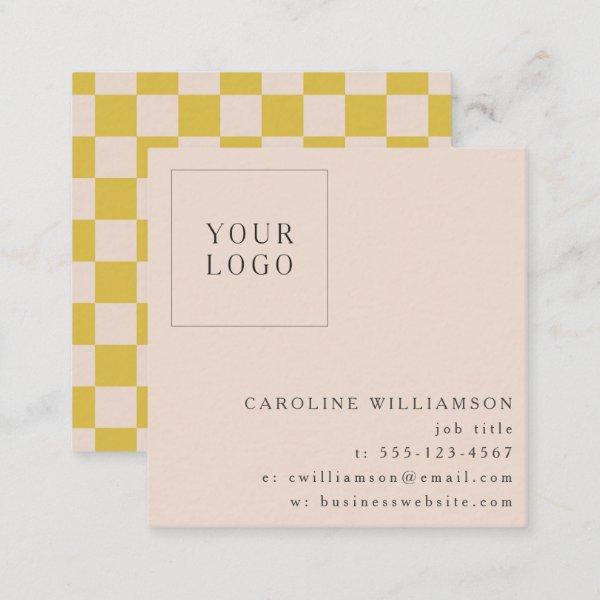Simple Modern Yellow Checkerboard Your Logo Custom Square