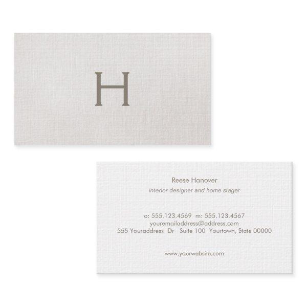 Simple Monogram Beige Linen, Stylish Minimalist