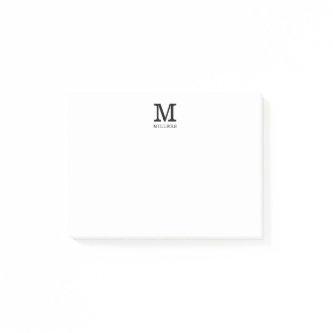 Simple Monogram Family Name Black And White Post-it Notes