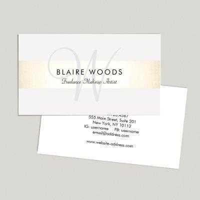 Simple Monogram Modern Gold White Striped