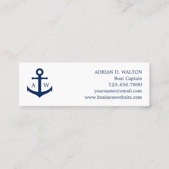 Simple Monogram Nautical Navy Blue Anchor Mini