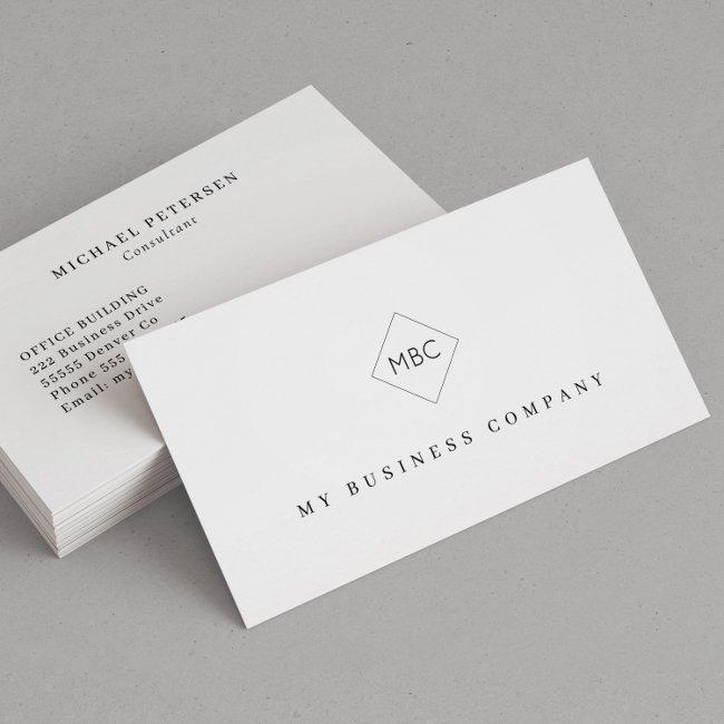 Simple monogrammed professional minimalist busines