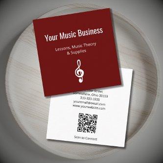 Simple Musical Treble Clef QR code Red  Square