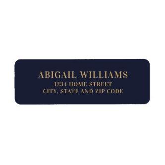 Simple Navy Blue and Gold Return Address Label