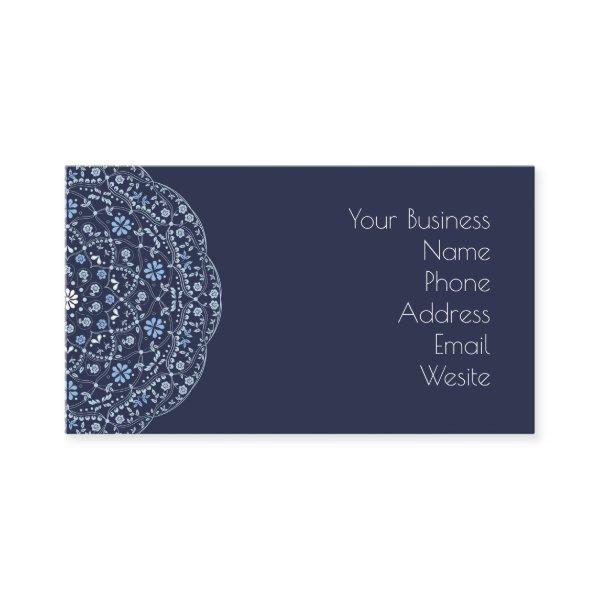 Simple Navy Blue Floral Minimalist Mandala