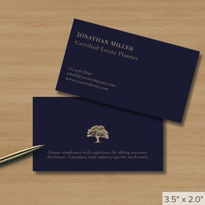 Simple Navy Blue Gold Tree