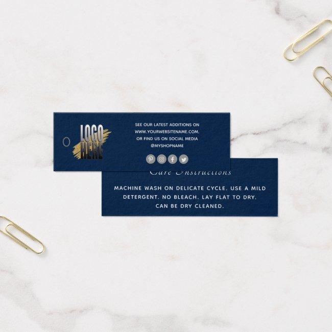 Simple Navy Blue Logo Clothing Care Package Insert