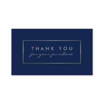 Simple Navy Blue & Silver Foil Effect Thank You