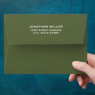 Simple Olive Typographic Name Return Address Envelope