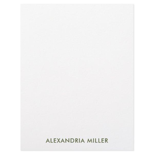 Simple Olive Typographic Name Stationery