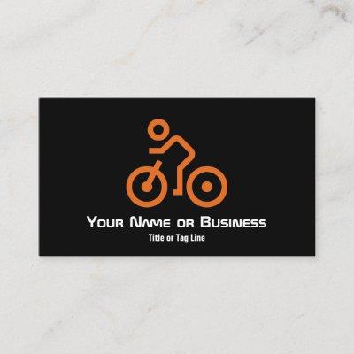 Simple Orange Bike Symbol on Black Bicycle Cyclist