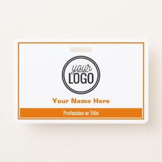 Simple Orange Color Block Professional Name Tag Badge