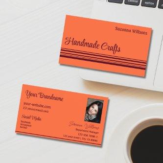 Simple Orange Red Decor Stripes with Photo Classic