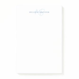 Simple Pastel Blue Minimalist Two Monogram Name Post-it Notes