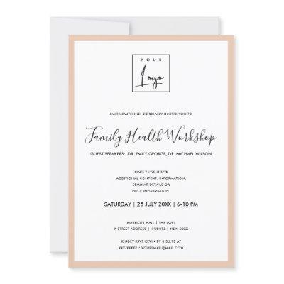SIMPLE PEACH PINK BLUSH LOGO WORKSHOP GALA EVENT INVITATION