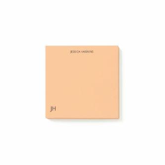 Simple Personal Stationery Monogram Pale Orange Post-it Notes