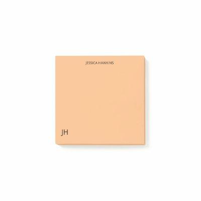 Simple Personal Stationery Monogram Pale Orange Post-it Notes