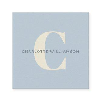 Simple Personalized Monogram and Name in Blue   Square