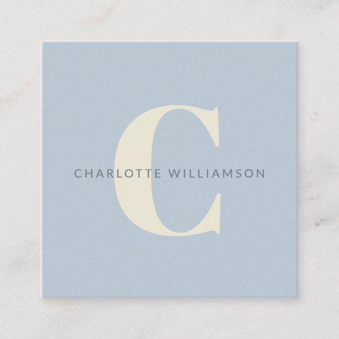 Simple Personalized Monogram and Name in Blue   Square