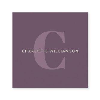 Simple Personalized Monogram and Name in Purple Square