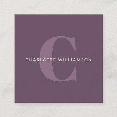 Simple Personalized Monogram and Name in Purple Square
